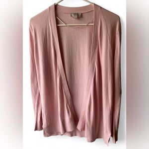 *Loft Pink Open Front Long Sleeve Cardigan Medium